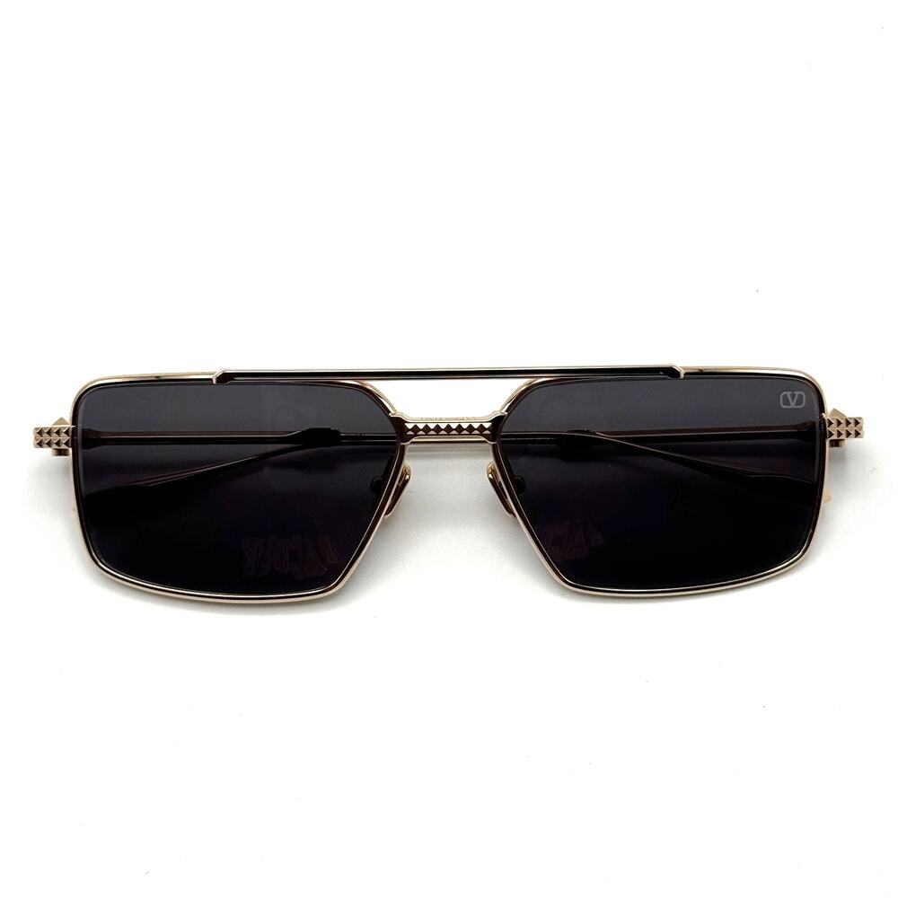 Valentino Sunglasses V-SEI VLS-111A-58 Gold Rectangle Frame Grey AR Lens 58mm